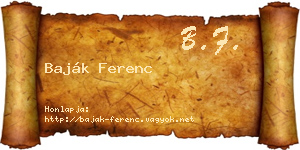 Baják Ferenc névjegykártya